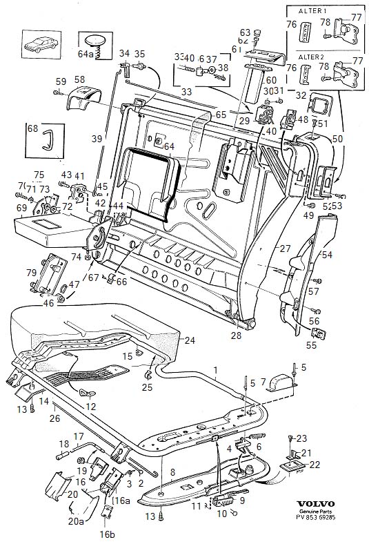 Diagram Rear seat for your Volvo S60 Cross Country  