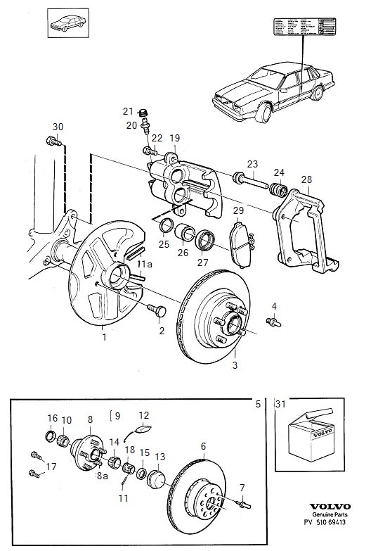 Diagram Front wheel brake, ventilated disc for your 2021 Volvo S60   