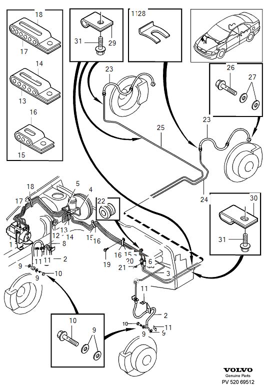 Diagram Brake pipes, brake lines for your 2014 Volvo XC60   