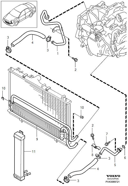 Diagram Transmission cooling, gearbox cooling for your 2002 Volvo S40   