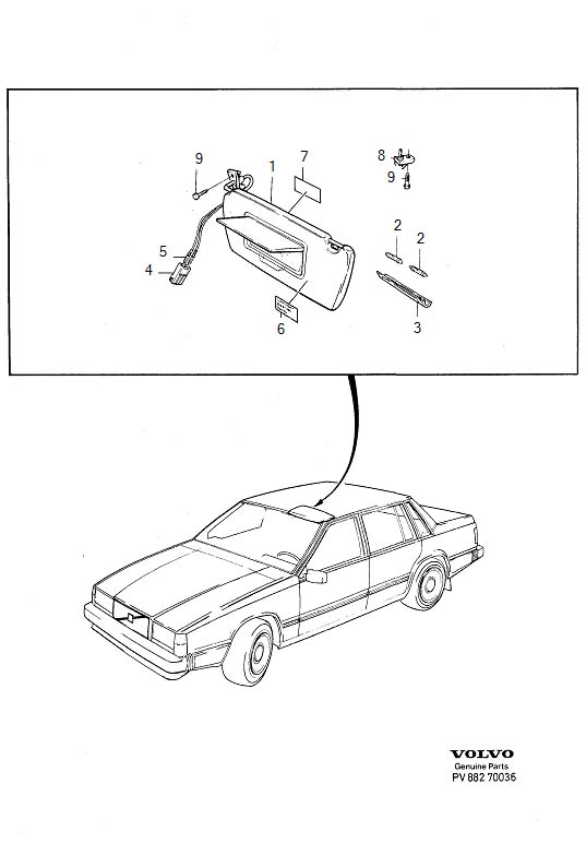 Diagram Sun visor, sunvisor for your Volvo S60 Cross Country  