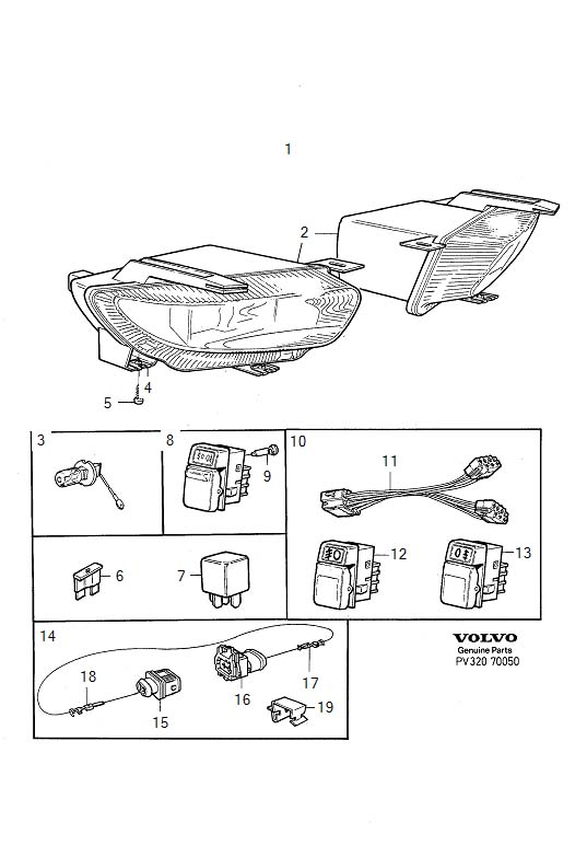 Diagram Fog lamp for your 2001 Volvo S40   