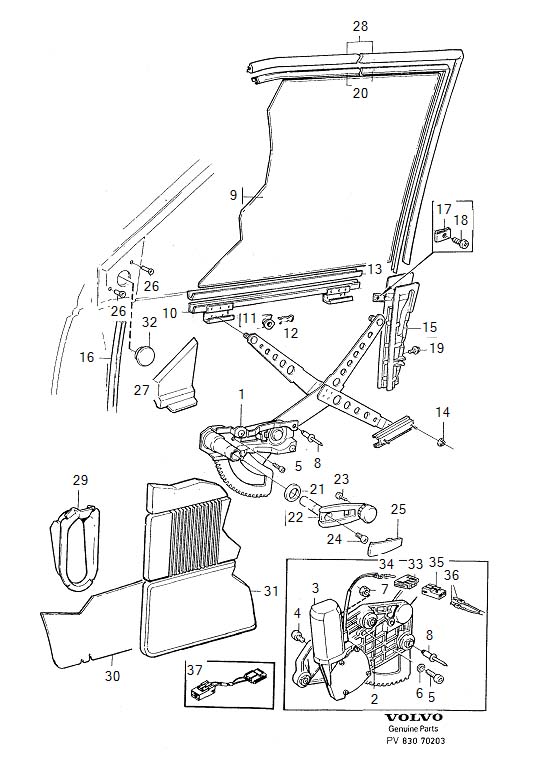 Diagram Window lift mechanism for your Volvo