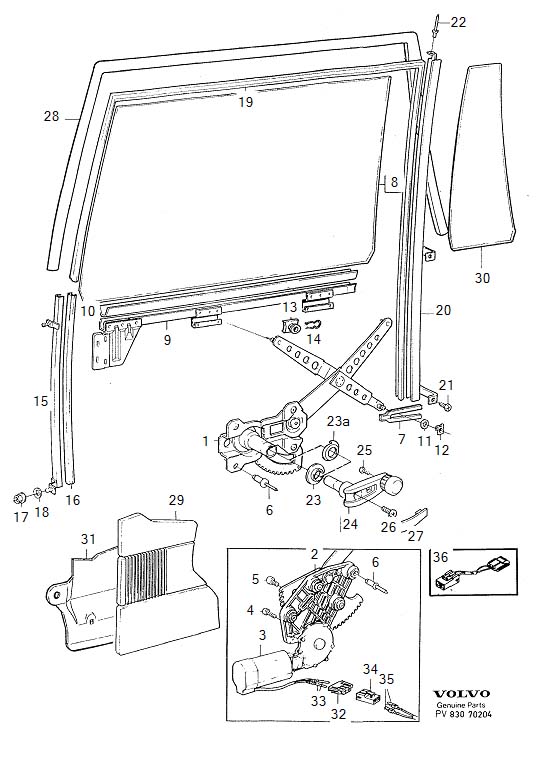 Diagram Window lift mechanism for your Volvo