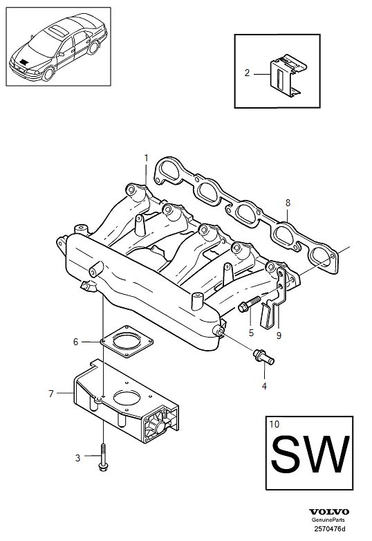 Diagram Inlet manifold for your Volvo C70  