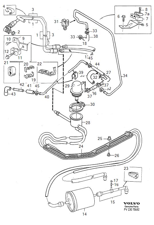Diagram Fuel lines from tank to engine for your 1998 Volvo V70   
