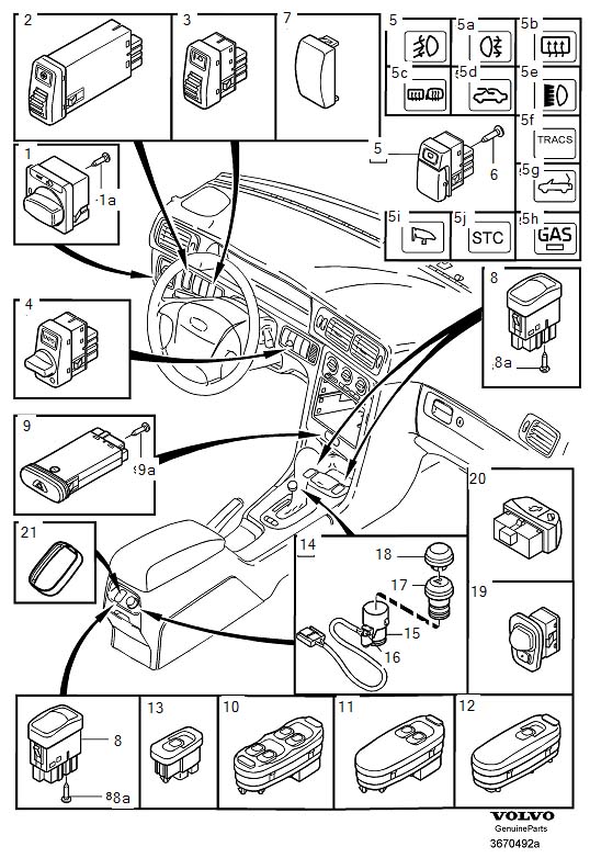 Diagram Switches for your 2000 Volvo S40   