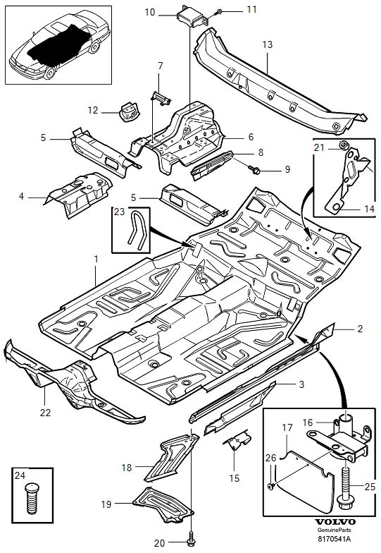 Diagram Front floor section for your Volvo S60 Cross Country  