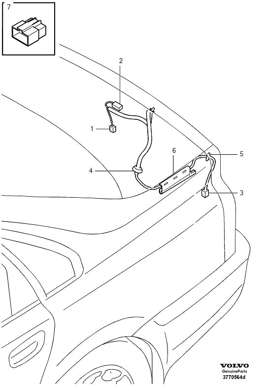 Diagram Cable harness, cable harness, trunk lid for your Volvo