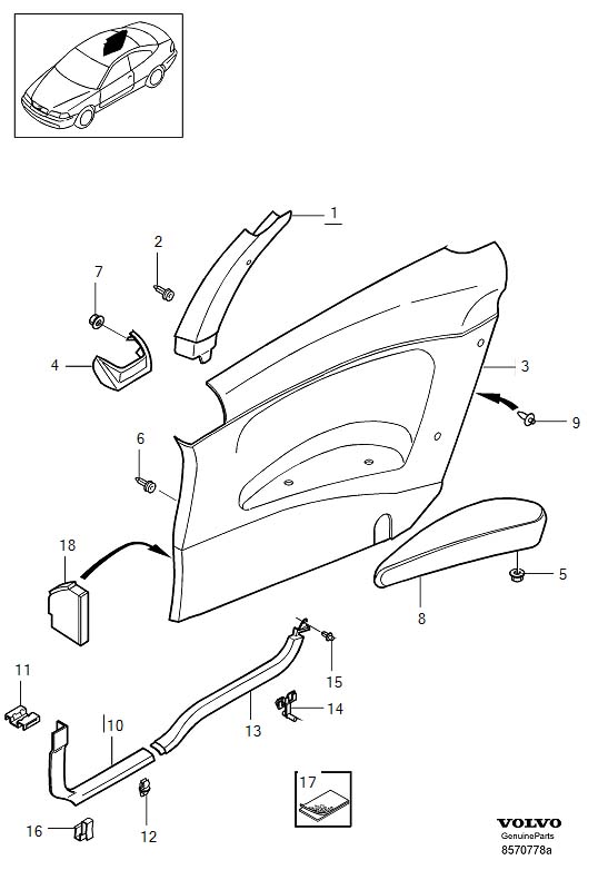 Diagram Side panel for your Volvo C70  