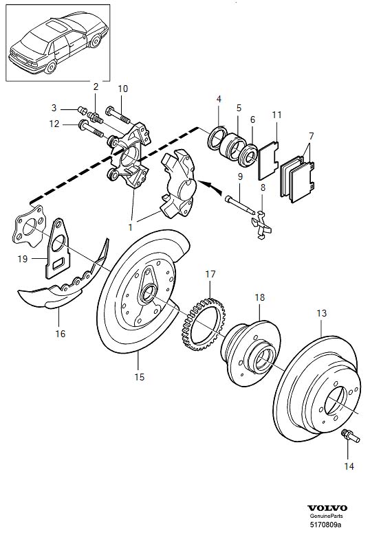 Diagram Rear wheel brake for your Volvo