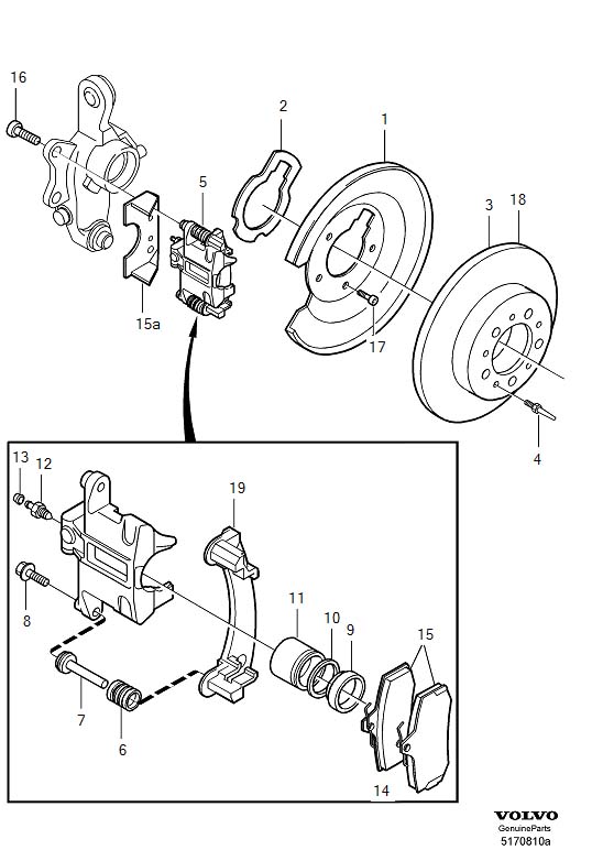 Diagram Rear wheel brake for your 1998 Volvo V70   