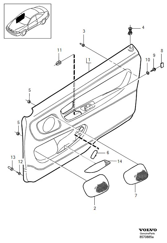 Diagram Parts for front door panel for your 2019 Volvo XC60   