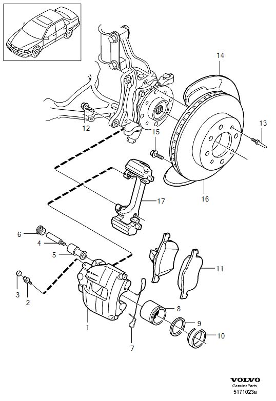 Diagram Front wheel brake for your 1998 Volvo V70   