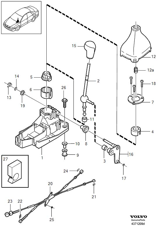 Diagram Shift control, gearshift for your Volvo V70  
