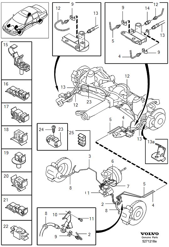 Diagram Brake pipes, brake lines for your Volvo