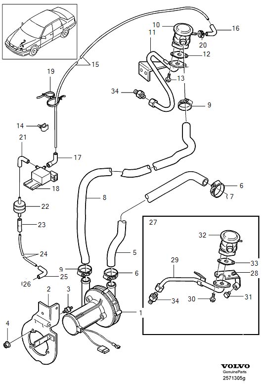 Diagram Exhaust emission control for your 1998 Volvo V70   