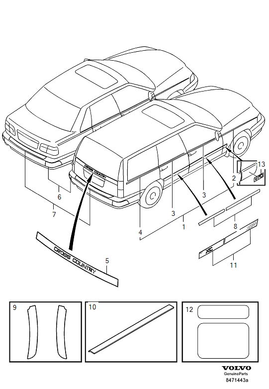 Diagram Decor stripes, stripes for your Volvo V90 Cross Country  