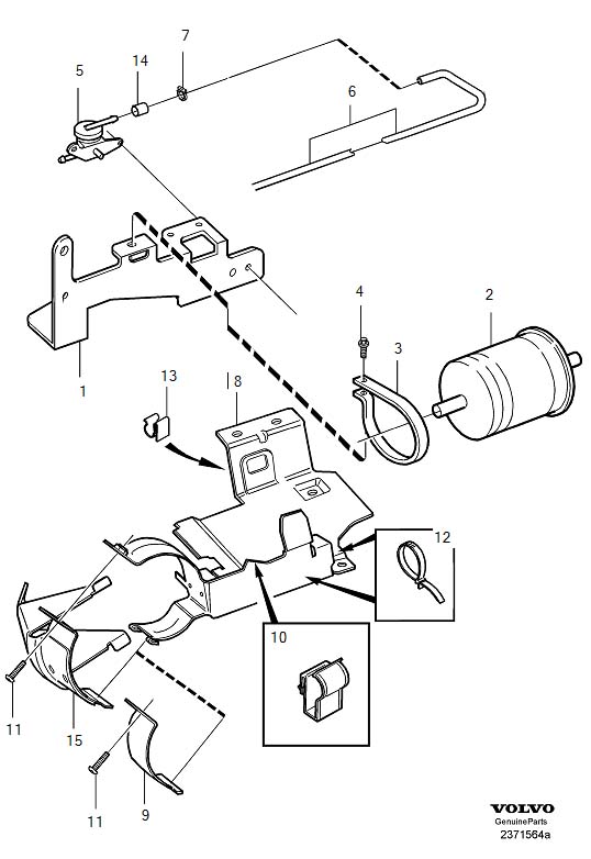 Diagram Fuel filter with fittings for your 1998 Volvo V70   