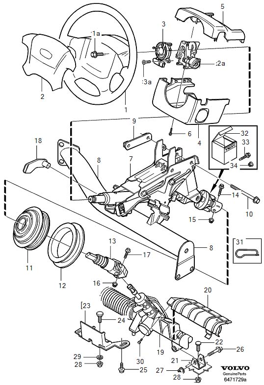 Diagram Steering gear for your Volvo V70  