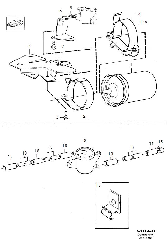 Diagram Fuel filter with fittings for your 1998 Volvo C70   
