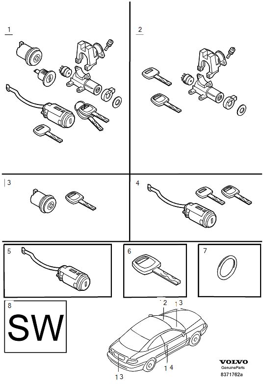 Diagram Lock kits for your Volvo S60 Cross Country  