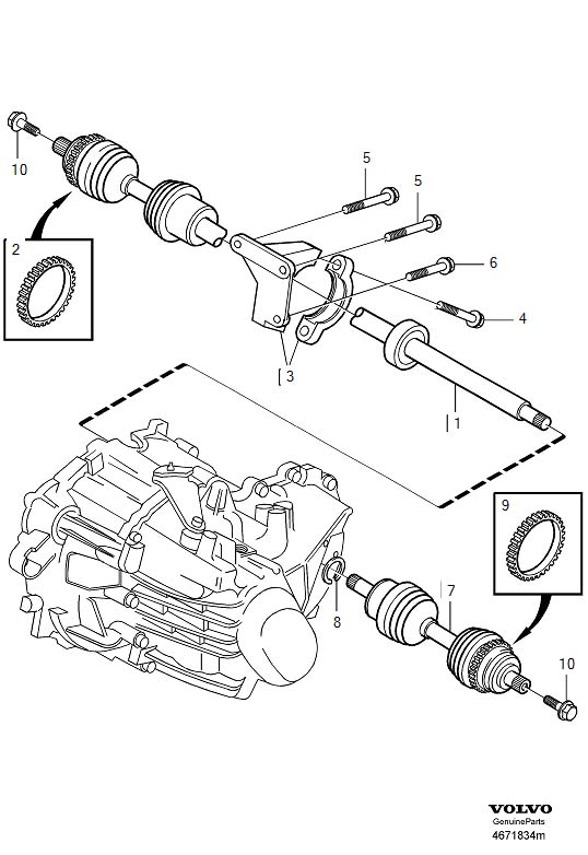 Diagram Drive shafts for your 2007 Volvo V70   