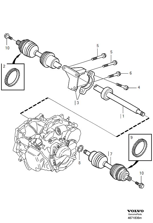 Diagram Drive shafts for your 2002 Volvo V70   