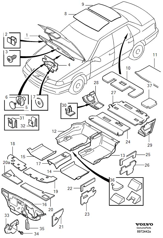 Diagram Insulating mats for your 1998 Volvo V70   