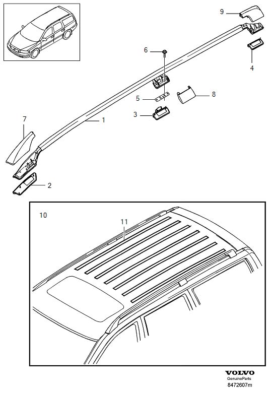 Diagram Rails for your 2009 Volvo S60   