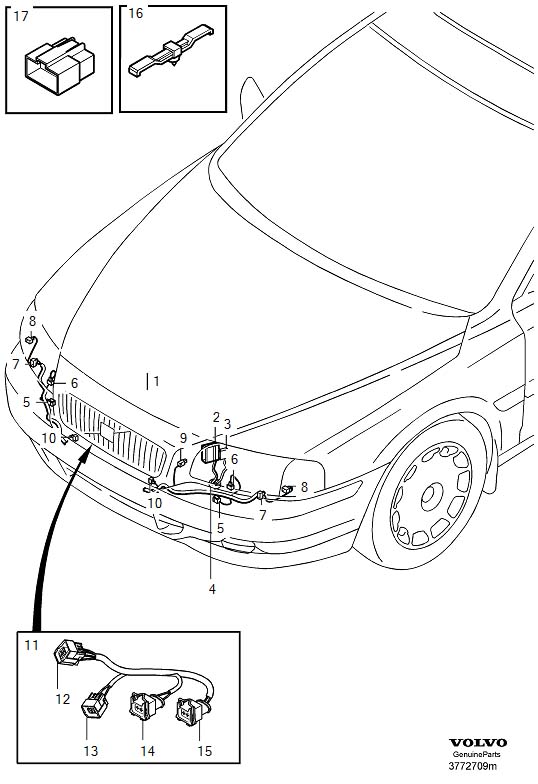 Diagram Cable harness, front for your 2002 Volvo S60   
