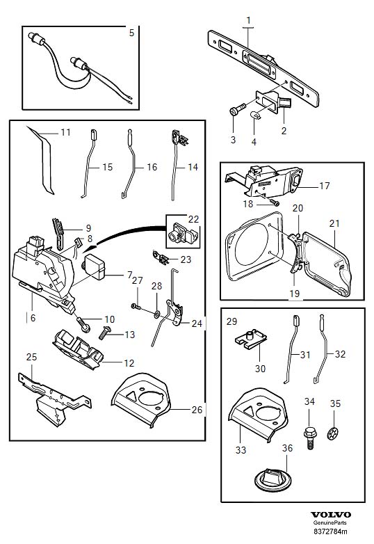 Diagram Locking system tailgate, tank hatch for your 1998 Volvo V70   