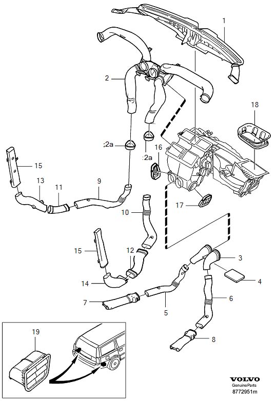 Diagram Air distribution, Heater, Heater system for your 2009 Volvo S60   