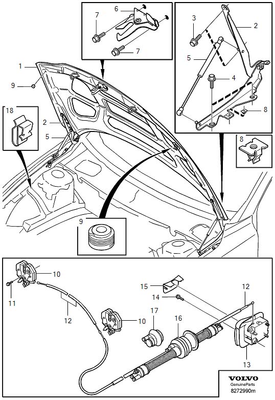 Diagram Hood, bonnet for your Volvo S60 Cross Country  