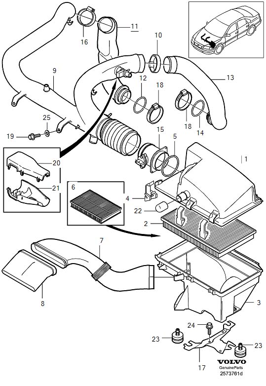 Diagram Air filter for your 2018 Volvo XC60   