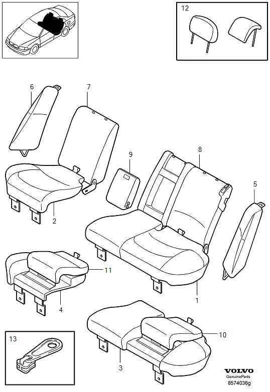 Full size assembly image of Upholstery rear seat (1/6)