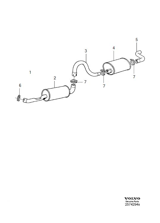 Diagram Exhaust system for your Volvo S60 Cross Country  