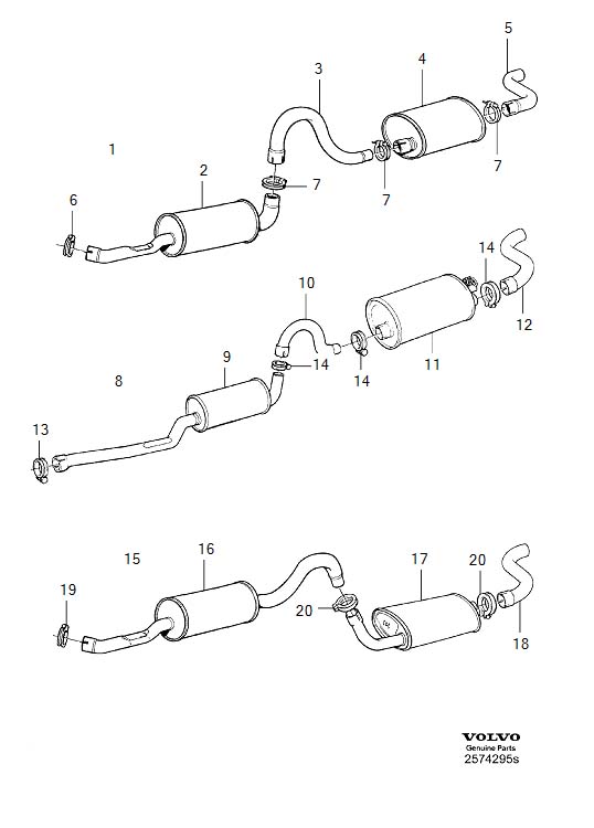 Diagram Exhaust system for your 1998 Volvo V70  2.5l 5 cylinder Fuel Injected 