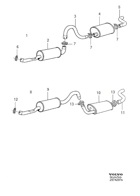 Diagram Exhaust system, kits for your Volvo S60 Cross Country  