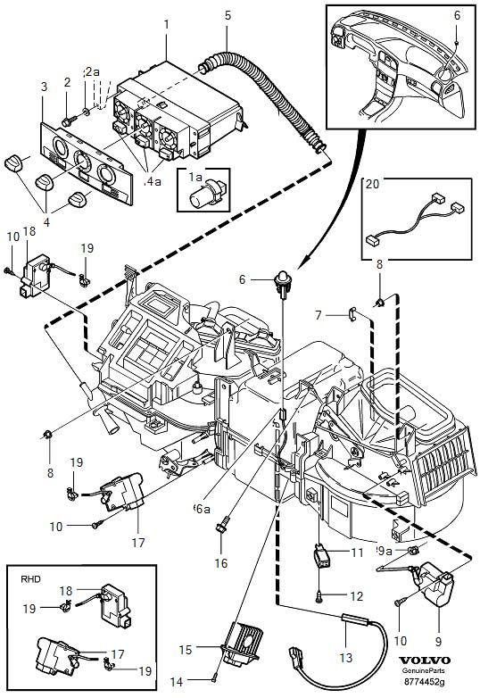 Diagram Heater controls for your 2001 Volvo S40   