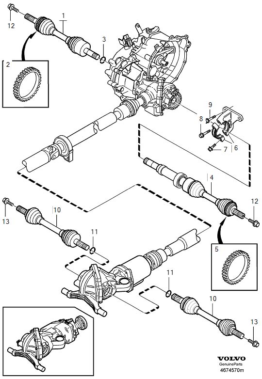 Diagram Drive shafts for your 2007 Volvo V70   