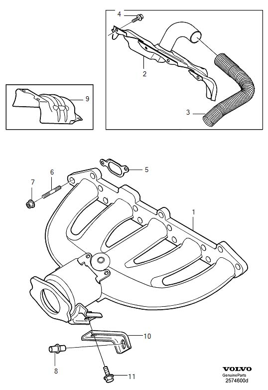 Diagram Exhaust manifold for your Volvo V70  
