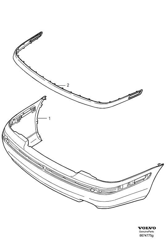 Diagram Rear bumper for your Volvo S60 Cross Country  