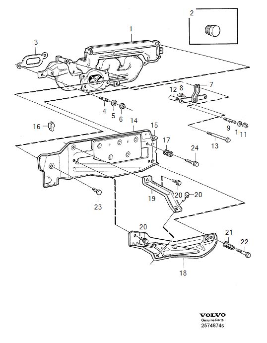 Diagram Exhaust manifold for your Volvo S60 Cross Country  