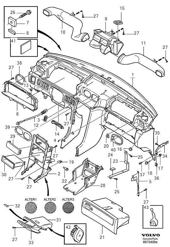 Diagram Dashboard for your 1998 Volvo V70   