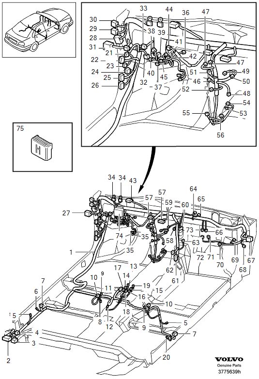 Diagram Cable harness for your Volvo S40  