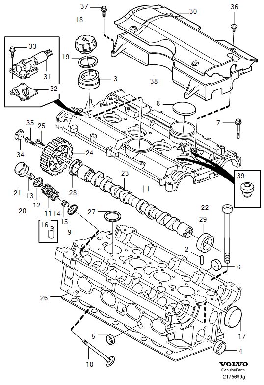 Diagram Cylinder head for your 2004 Volvo S40   