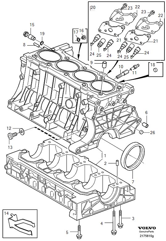 Diagram Cylinder block, engine block for your 2000 Volvo S40   