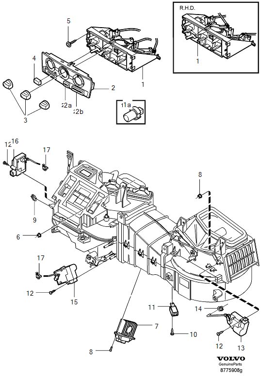 Diagram Heater controls for your 2007 Volvo S40   