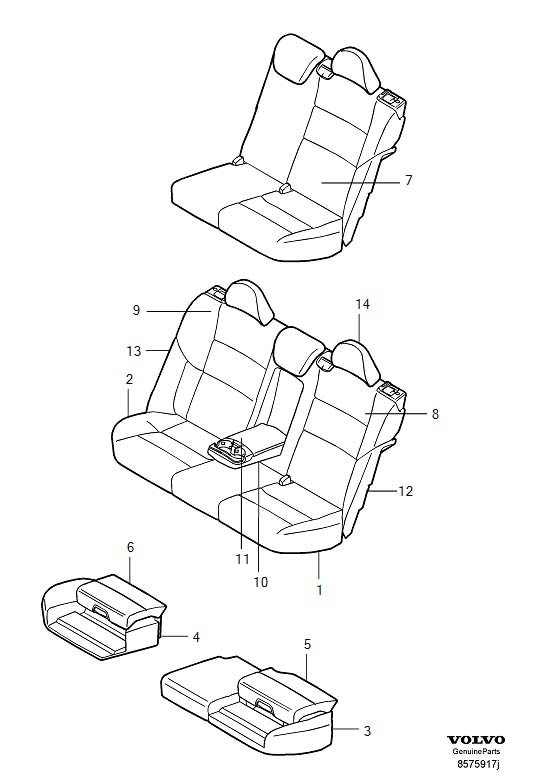 Diagram Upholstery rear seat for your 2007 Volvo S40   